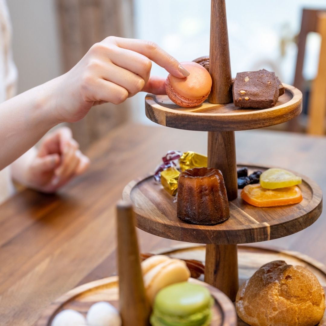 木製 3段 ケーキスタンド スイーツスタンド デザートスタンド