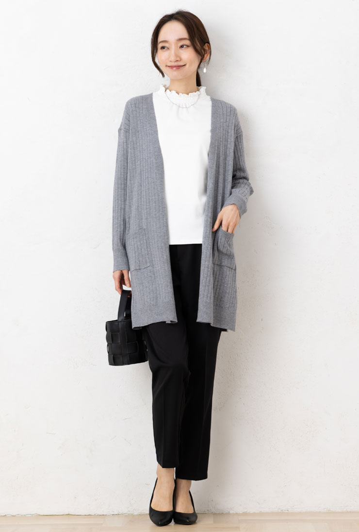 ロング カーディガン レディース 秋 冬 春 12G RTN もちもち