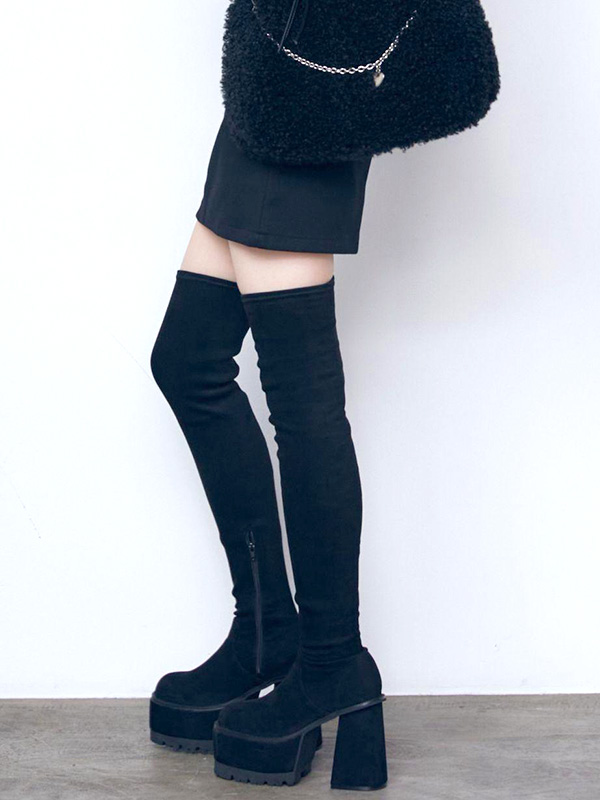 EMODA（エモダ） 厚底 ブーツ スクエア フィット ロング ブーツ