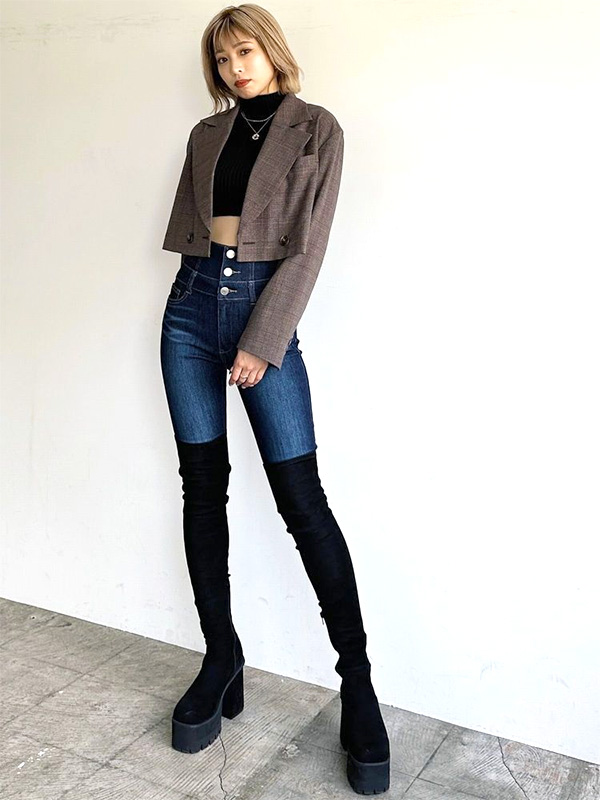 EMODA（エモダ） 厚底 ブーツ スクエア フィット ロング ブーツ