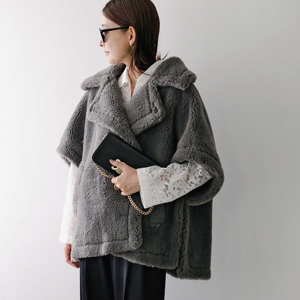 NUS ヌース ケープ 34517 レディース ボアベスト テディライク