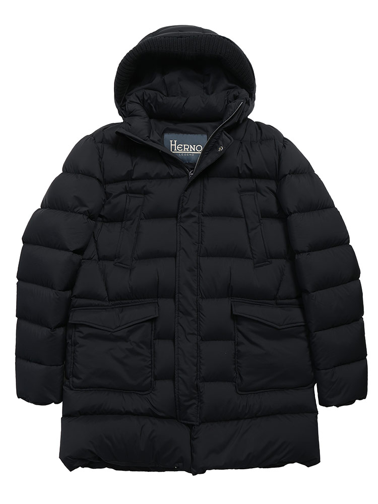 HERNO（ヘルノ） ダウン ブルゾン メンズ ロゴ プレート フード着脱