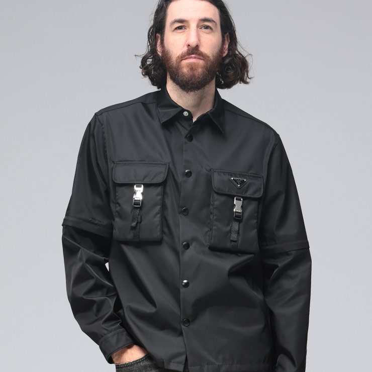 PRADA（プラダ） ナイロン ポケット フルボタン 2way シャツ