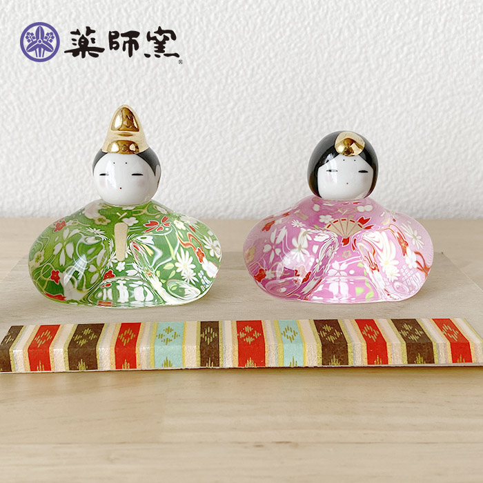 薬師窯 彩絵玻璃座雛（華の舞）2629 雛人形 ガラス ひな人形 雛祭り