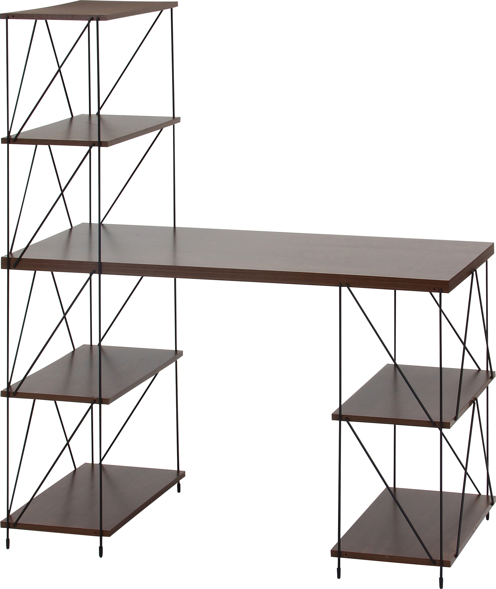 EZBO ワイヤーデスク ブラウン 差し込むだけの簡単組み立て パソコン