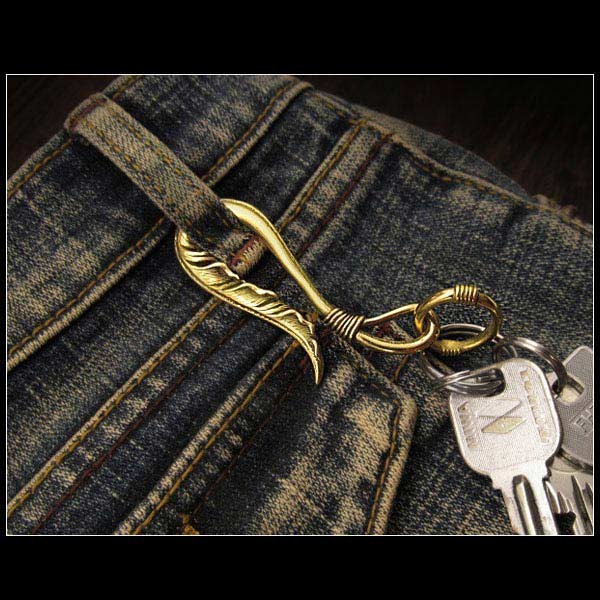 キーホルダー キーフック 釣り針フック キーチェーン キーリング 真鍮