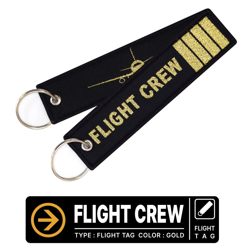 FLIGHT CREW GOLD Ver タグ キーホルダー (1個) 繊細刺繍 フライトタグ