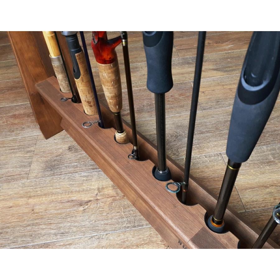 WOODWORKS ロッドスタンド 20本掛 (色：ブラウン) 木製 日本製 片面