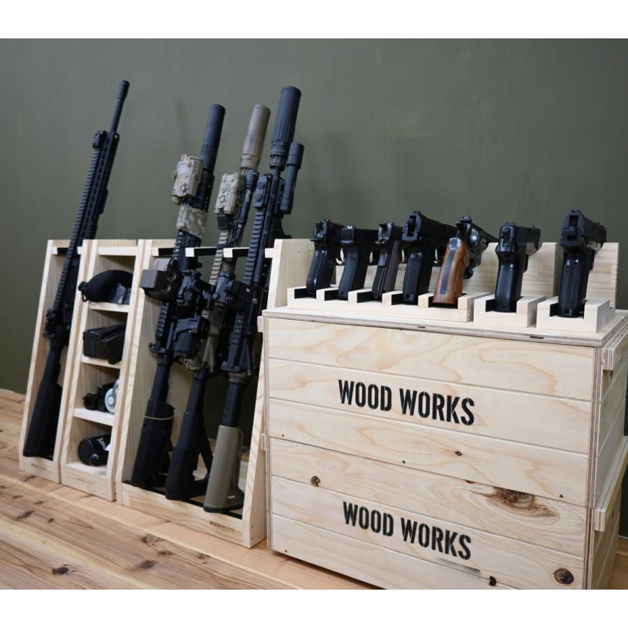 WOODWORKS ガンスタンド 5丁掛 木製 日本製 【 ガンラック サバゲー