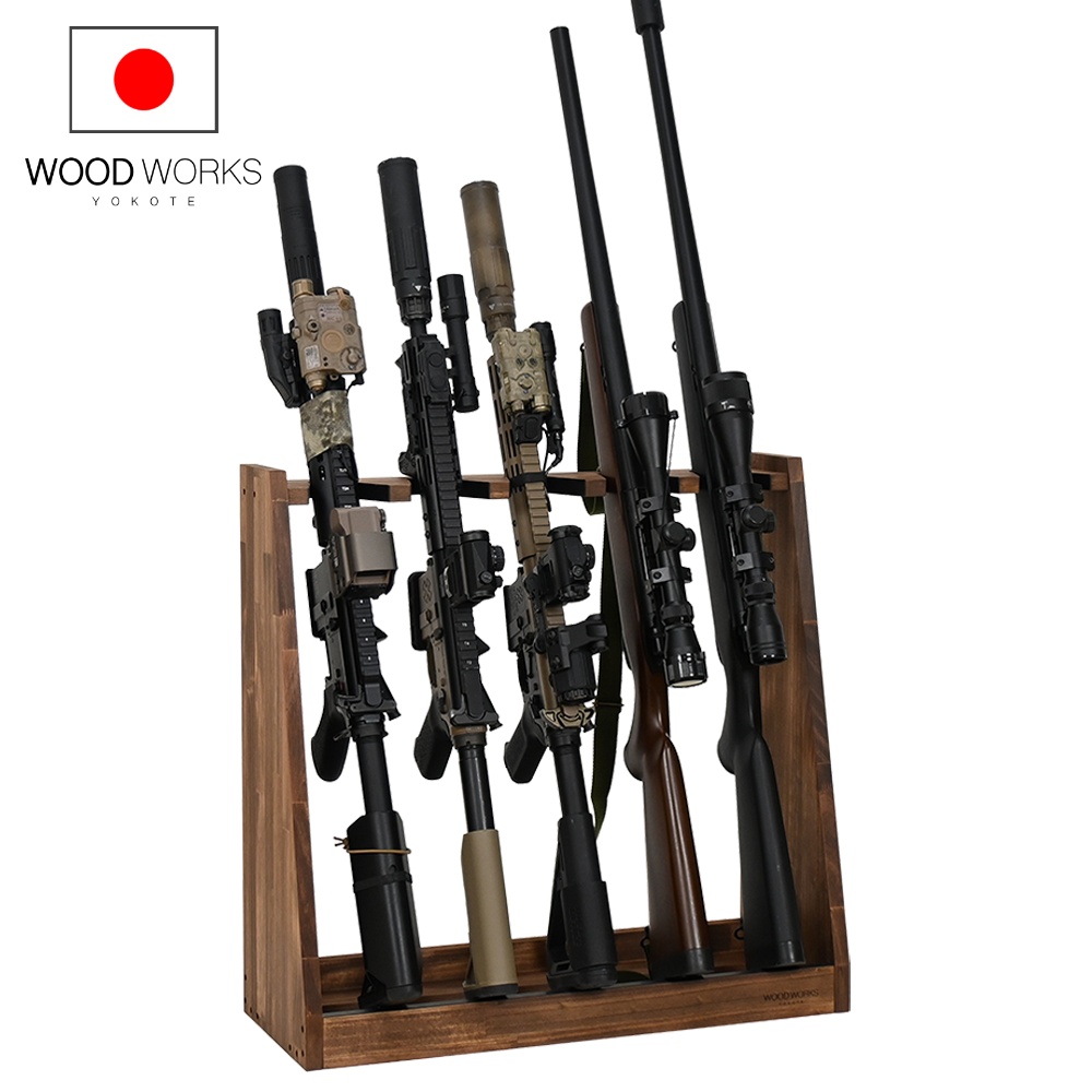 WOODWORKS ガンラック 5丁掛 ( 色：ブラウン ) 木製 日本製