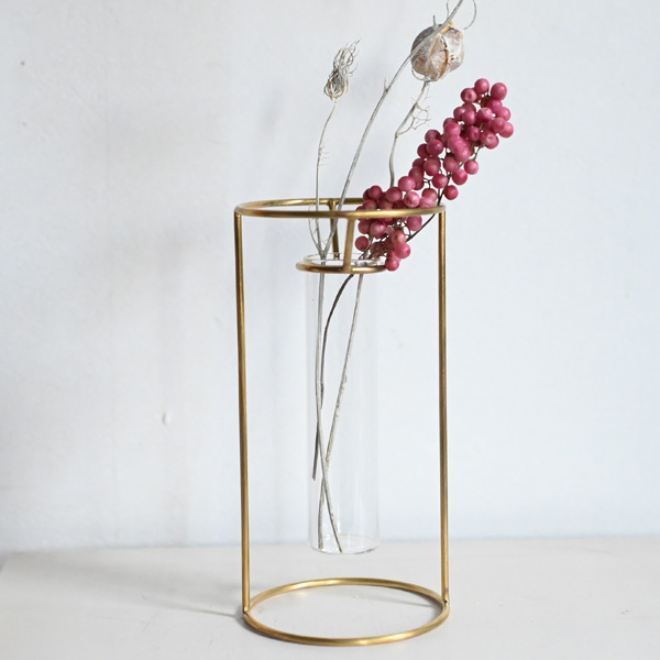 フラワーベース 一輪挿し ガラス 真鍮 花瓶 おしゃれ『 PIKE