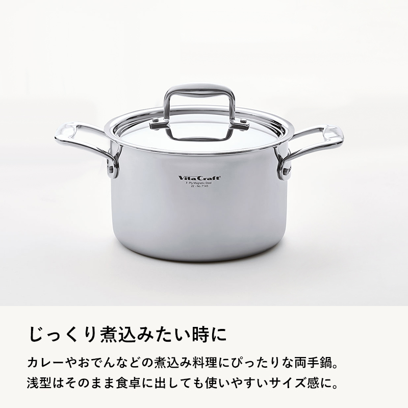 Vita Craft（ビタクラフト） 特典付 Nシリーズ 両手鍋 18cm 深型 蓋