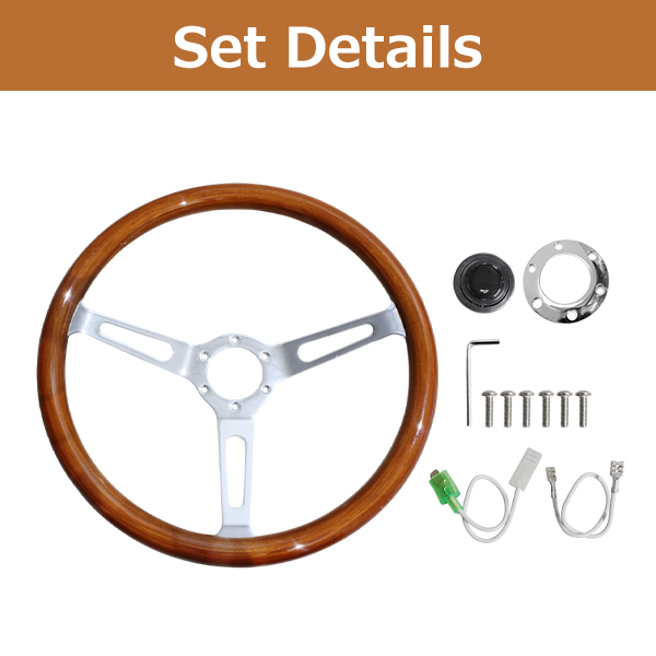 モモ形状 MOMO ステアリング ＆ ボス セット ウッド シルバースポーク