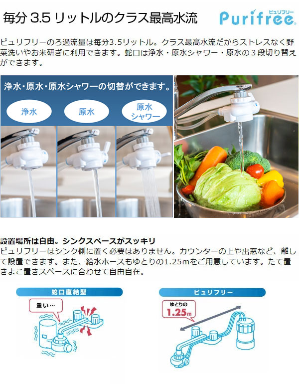 浄水器 ピュリフリー Purifree 据置型かんたん設置浄水器 PFAS PFOS