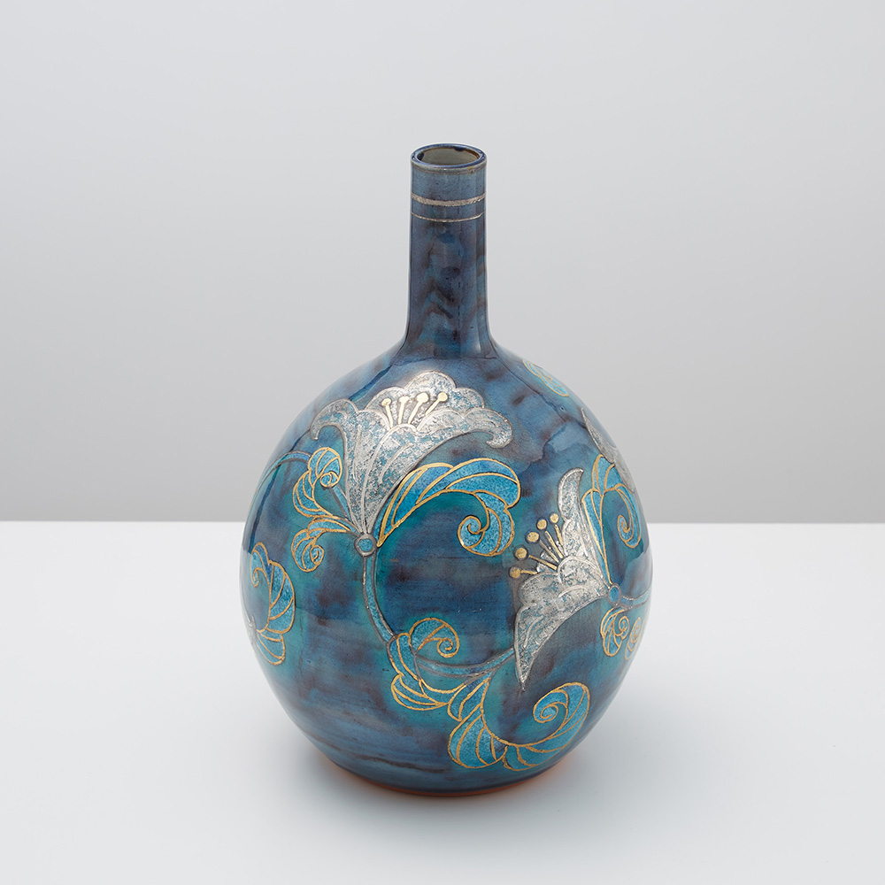 花瓶 彩流金銀彩花唐草 苧野憲夫作|九谷焼 窯元 吉右衛門窯|COREZO