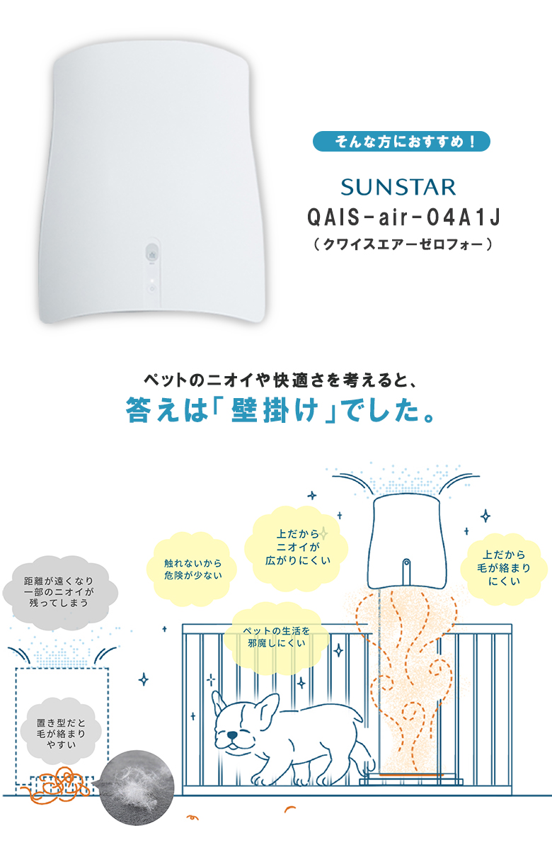 サンスターの空間除菌脱臭機 壁掛け QAIS-air-04A1j （for Pet）ペット