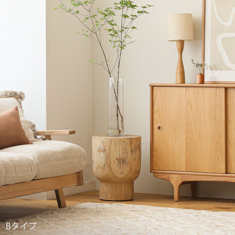 サイドテーブル hook フック 天然木 チーク 無垢材 円形 ラウンド