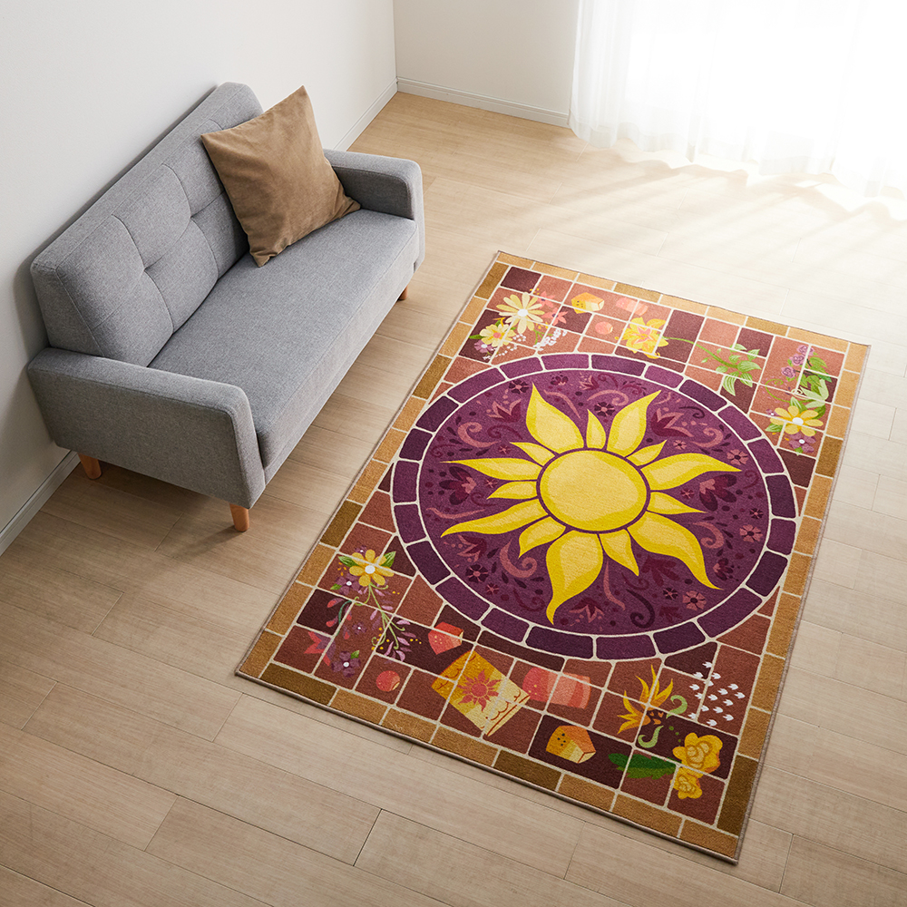 ベルメゾン ディズニー 広場をイメージしたタイル柄ラグ「ラプンツェル