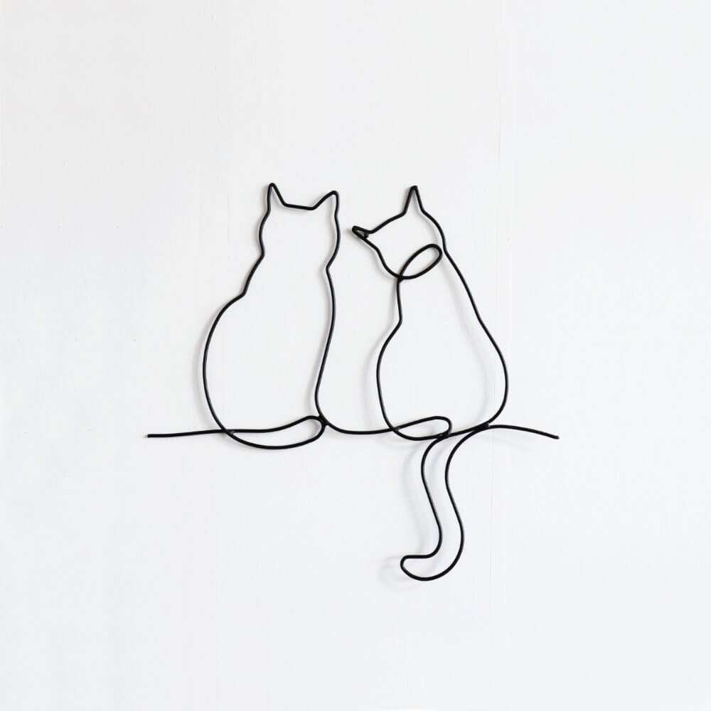 アイアン ワイヤーアート インテリア 壁飾り ネコ 通販 壁掛け