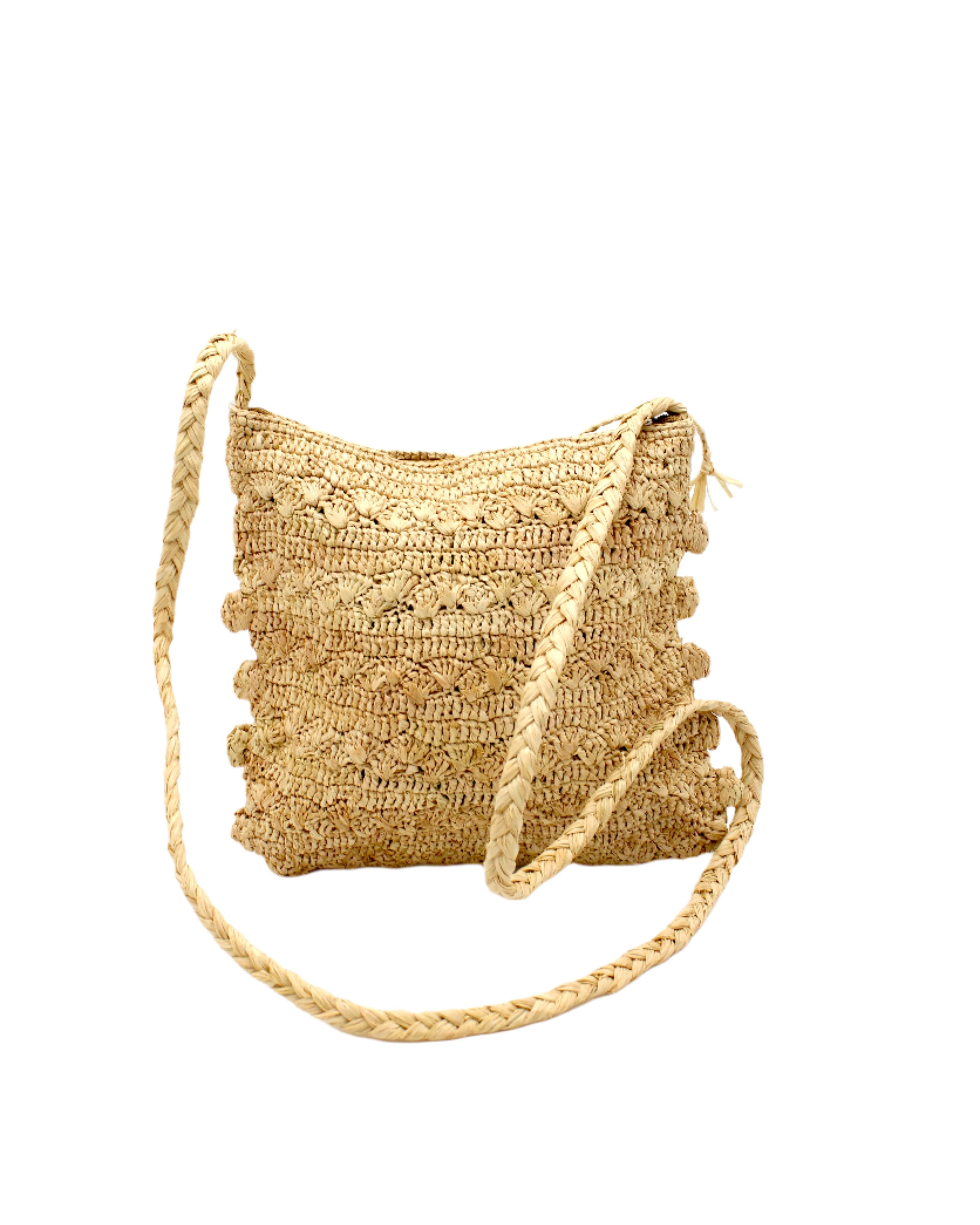 Kristen Crochet Straw Crossbody Bag with Nub Edge – Shebobo