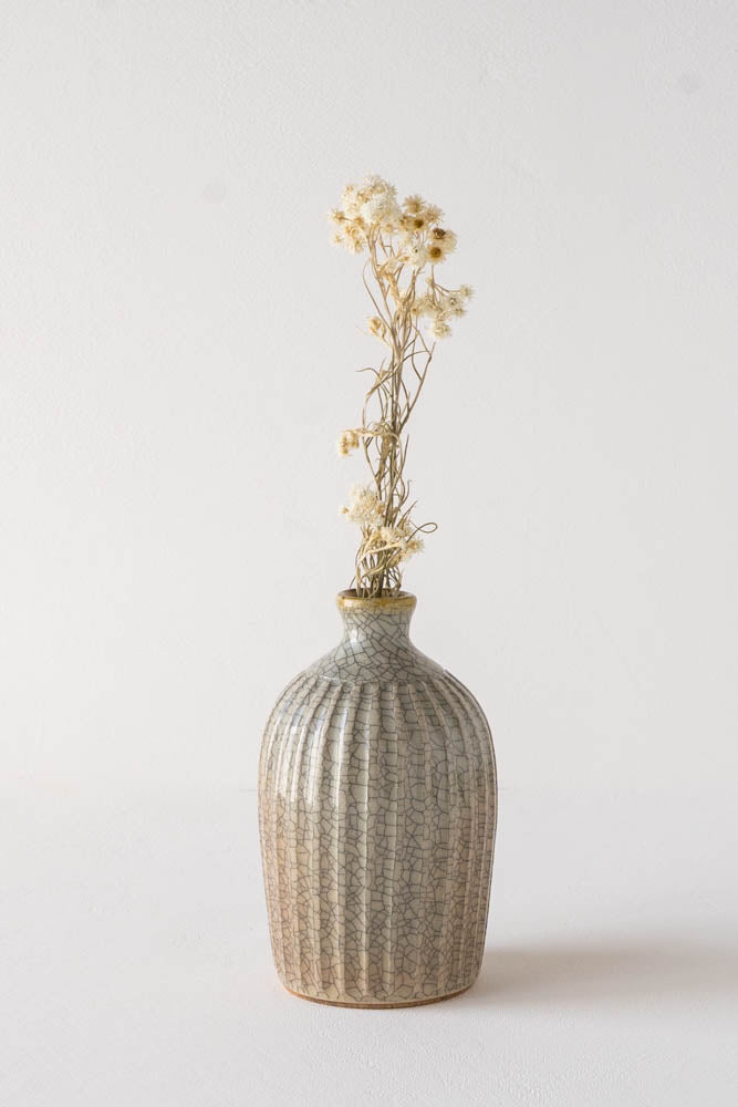 作家 はなクラフト 花器 A 墨入貫入｜陶器販売 四季折折 オンライン