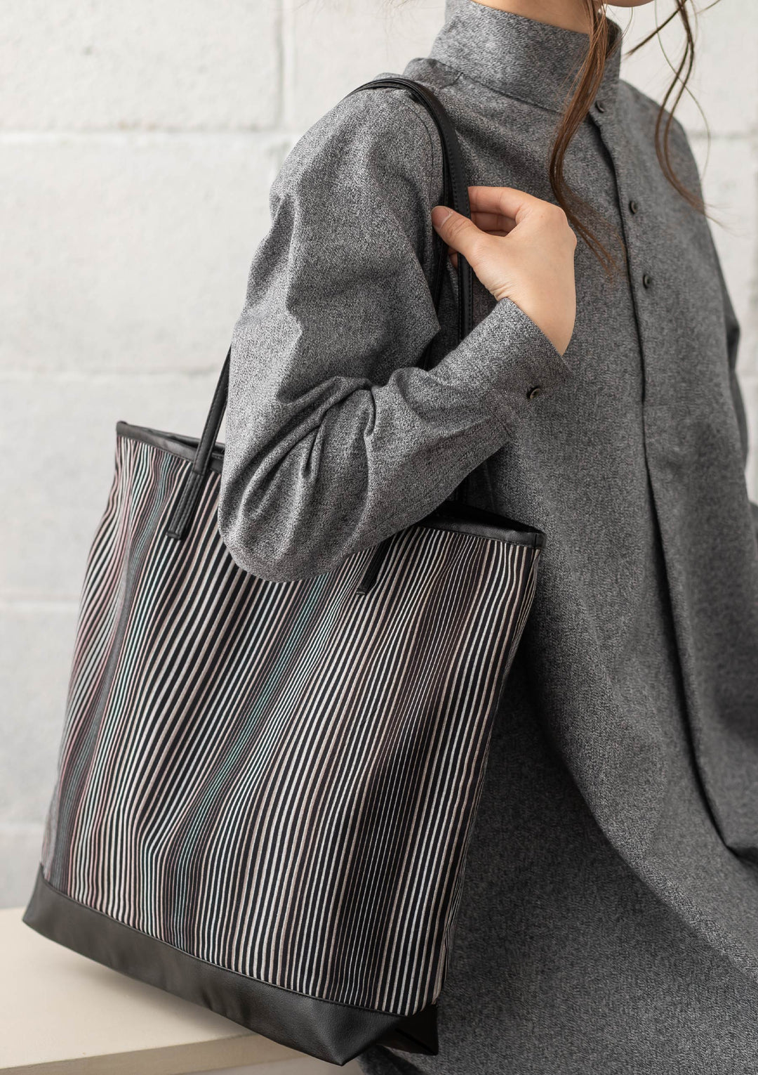 オンライン限定 ］トートバッグ（#131 無彩キュービック） ｜小倉織