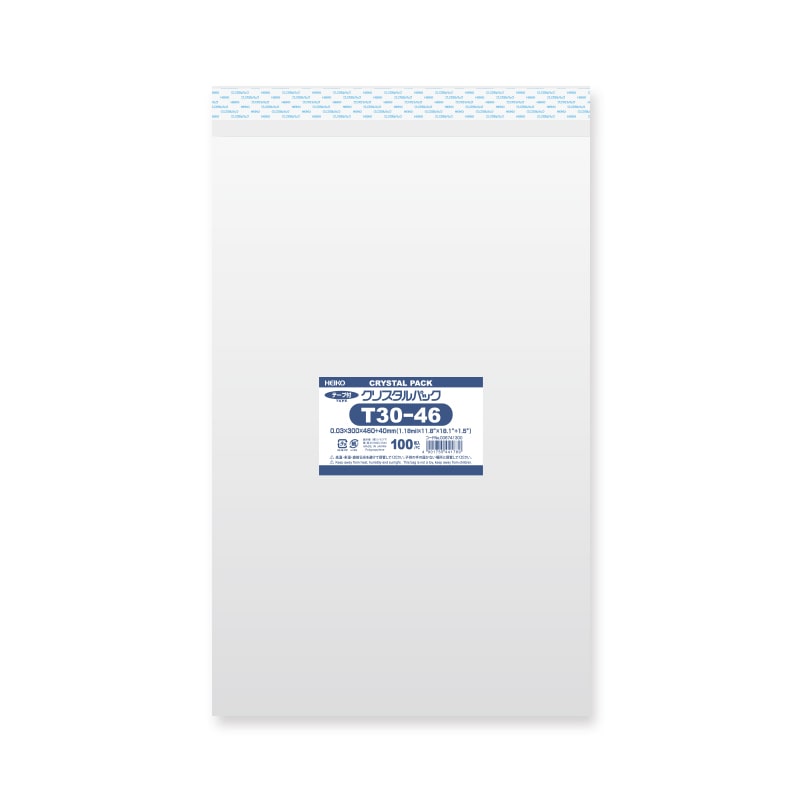 HEIKO OPP袋 クリスタルパック T30-46 (テープ付き) 100枚/袋