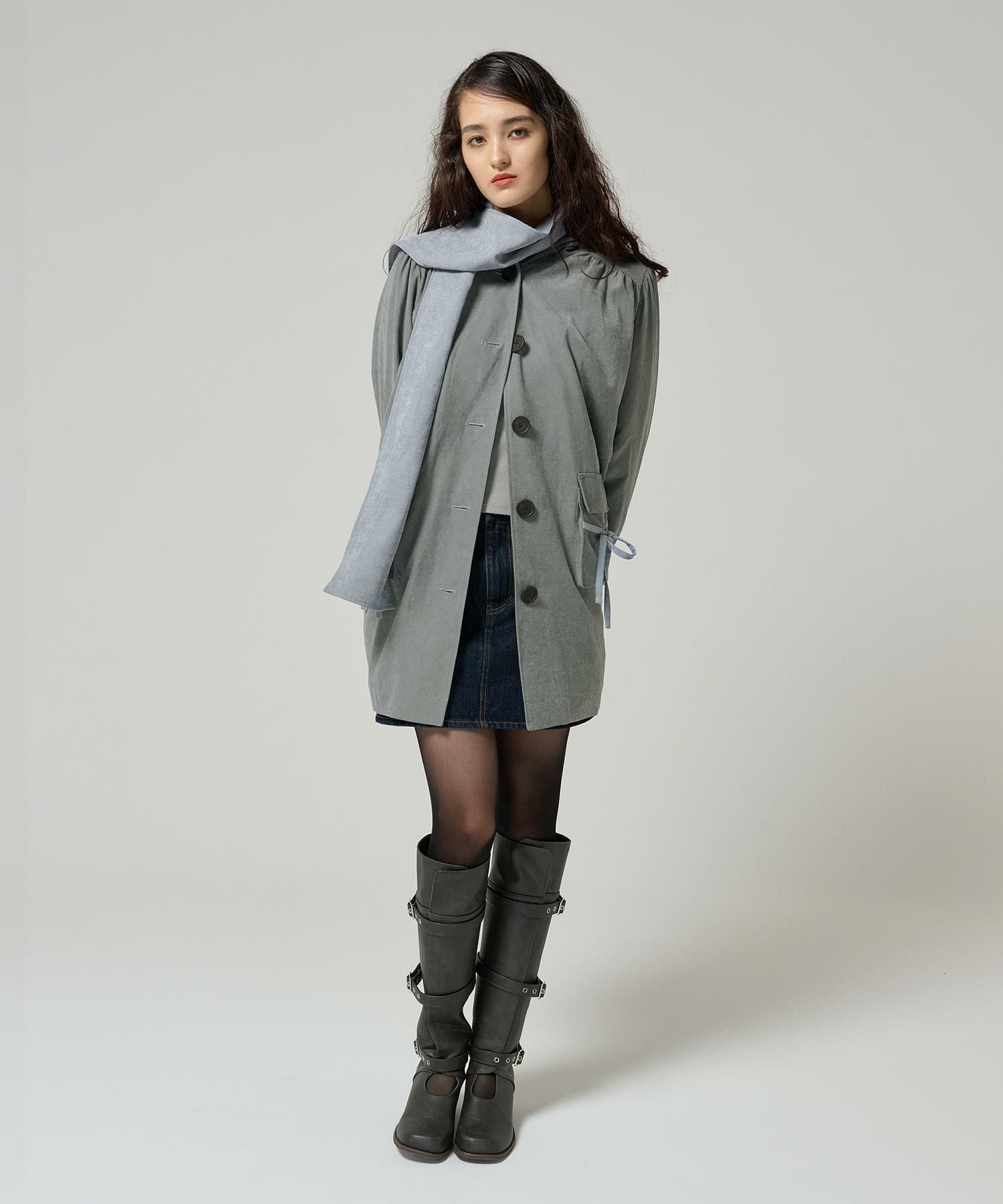 ストール付き フーディーコート TINA：JOJUN 全2色｜tnj131-0892【3