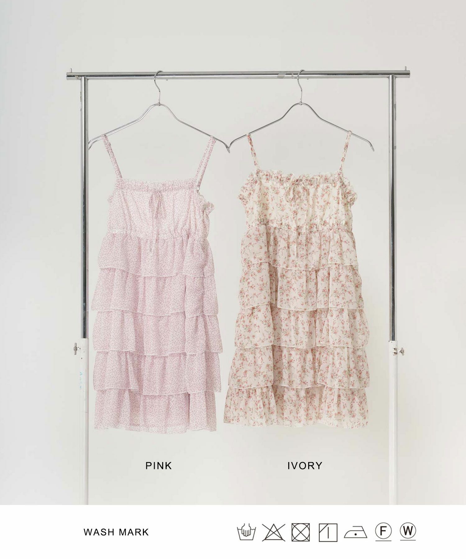 小花柄 フリルキャミワンピース｜20代、学生、休日、通学、デートに