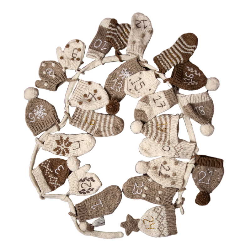 Wool Advent Calendar - Cream | Handmade Wool with Embroidered Details