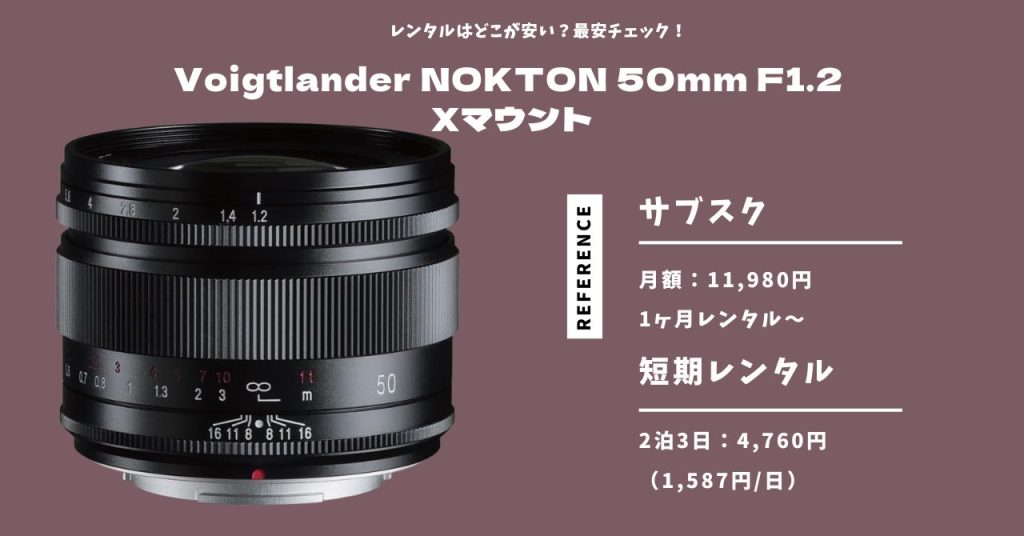 フォクトレンダー NOKTON 50mm F1.2 X-mount レンタルはどこが安い