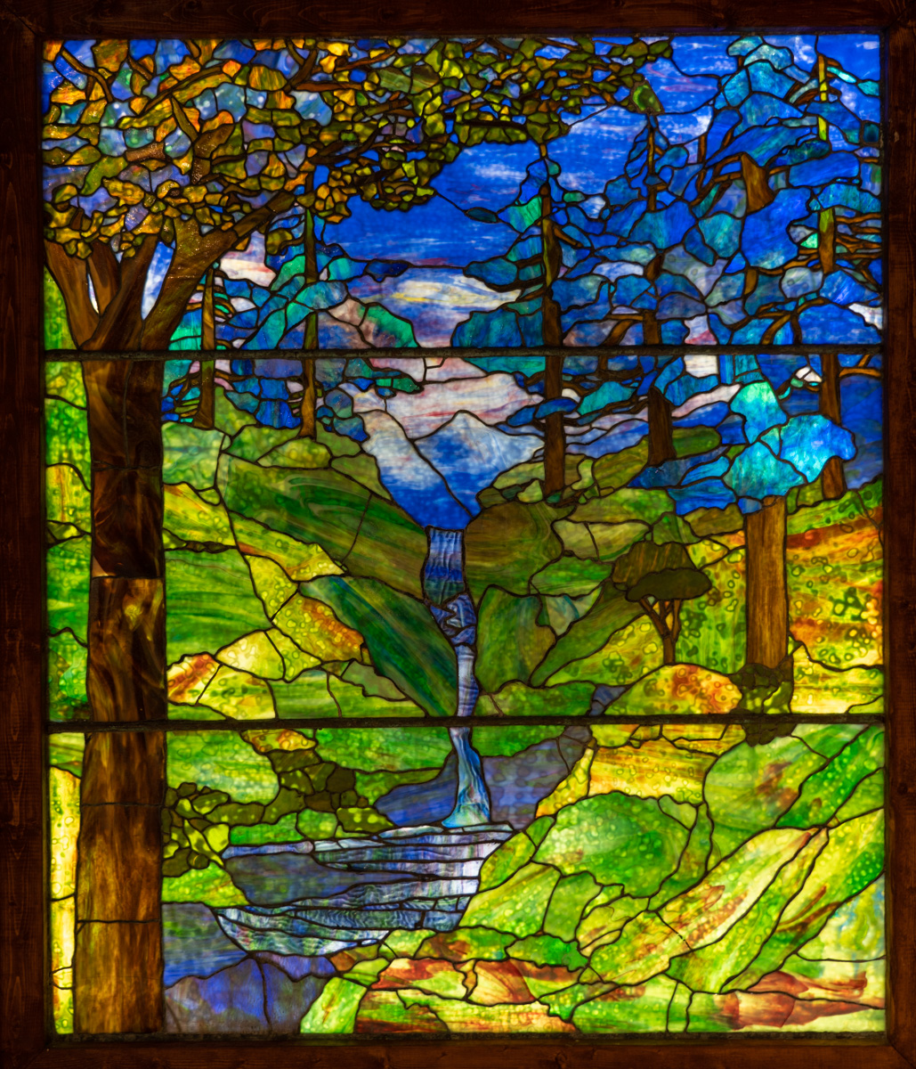 ルイスCティファニー ステンドグラスLandscape秋景グラスマスターズ社