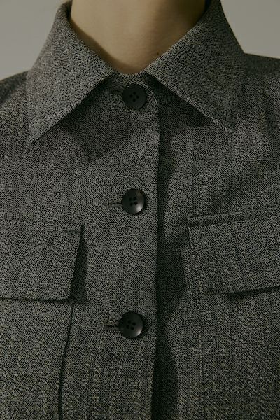 CINOH - WOOL SHIRT JACKET / ウールシャツジャケット (トップグレー