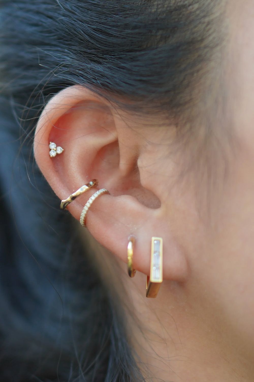 GYPPHY - THREE STONE PIERCE / スリー ストーン ピアス K9/K18