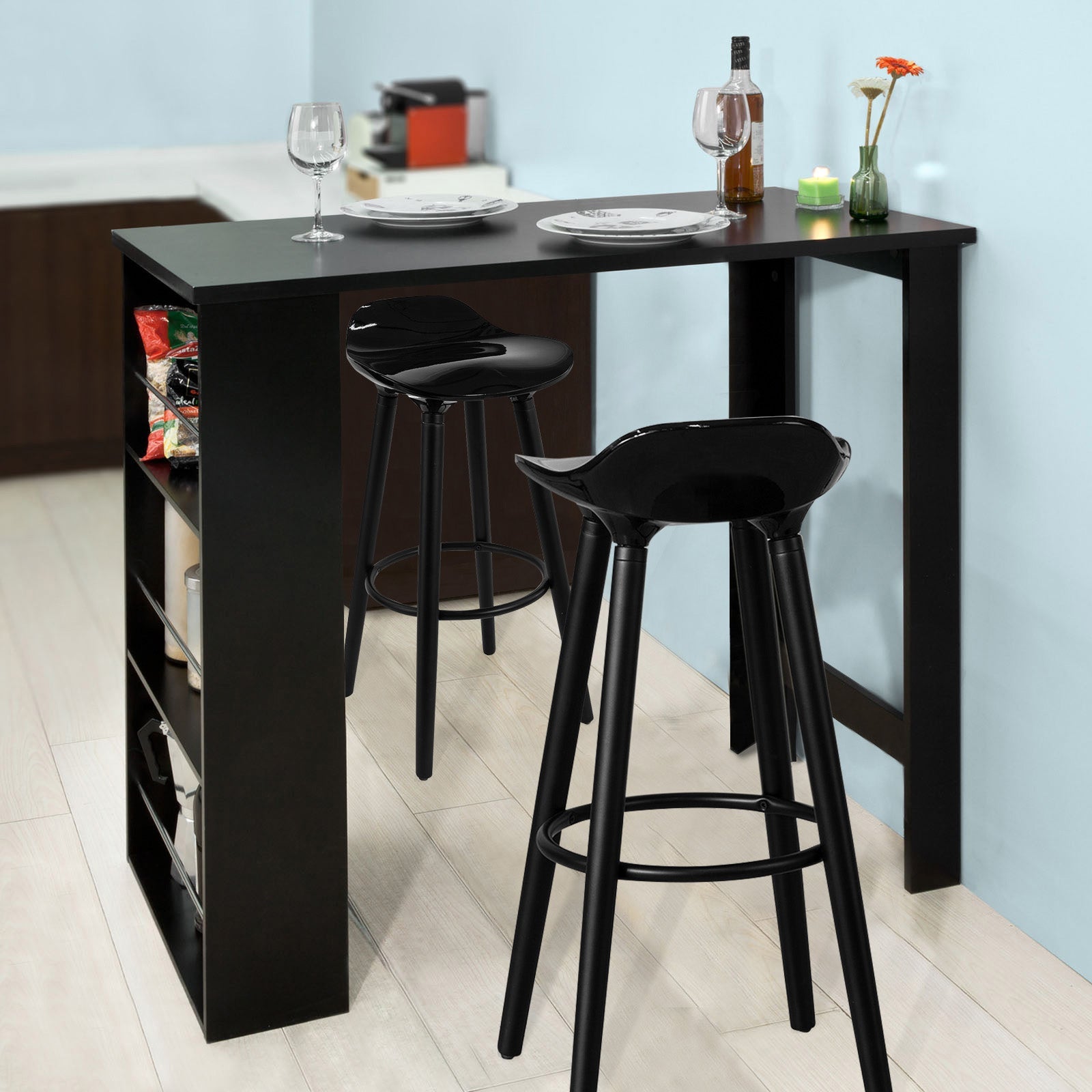 SoBuy カウンターテーブル ダイニングテーブル バーテーブル 収納