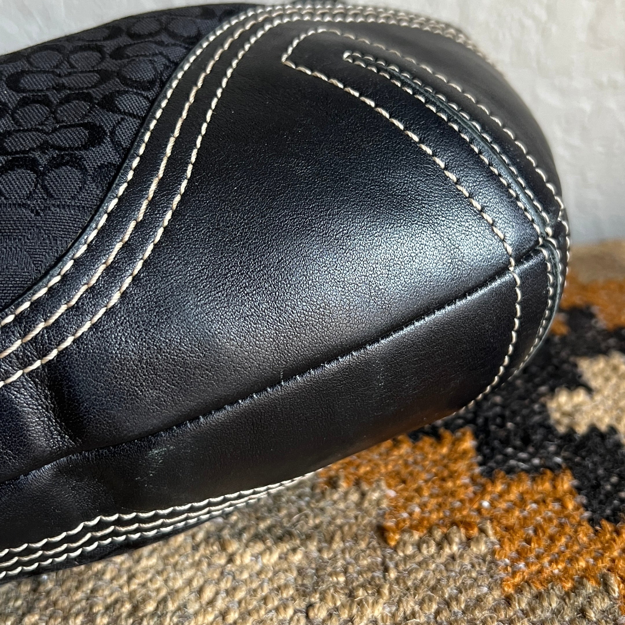 Vintage Coach Signature Hobo Slouch Y2k Shoulder Bag Black 2158