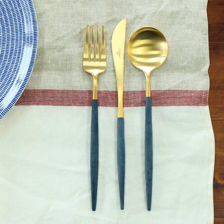 クチポール（Cutipol） GOA/ゴア ブルーマットゴールド ディナー3点