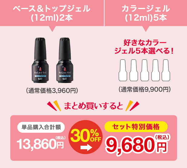 選べる5色+ベース＆トップジェル2本［SG3431]まとめ買いなどの紹介