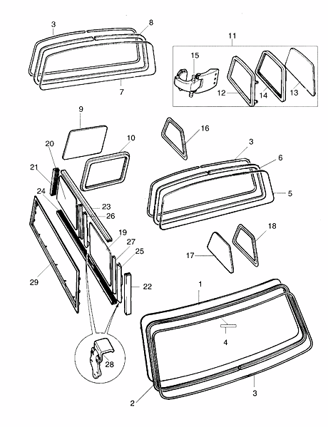 フロントスクリーン/クォーターガラス/リアガラス | ローバーミニ