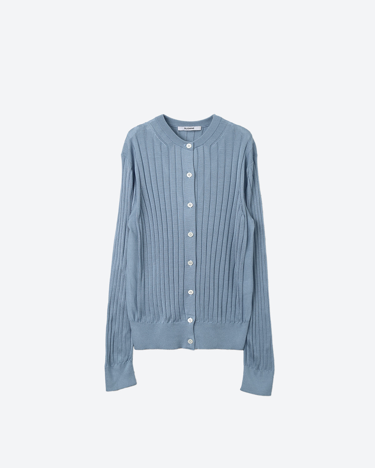 18Gワイドリブ シルク クルーネックカーディガン SL8S-585-S10