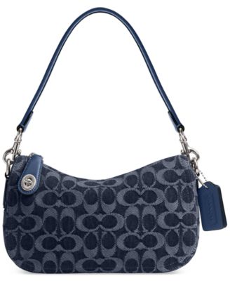COACH Swinger Small Denim Signature Jacquard Shoulder Bag - Macy's