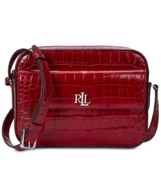 Lauren Ralph Lauren Marcy Croc-Embossed Leather Small Camera Bag