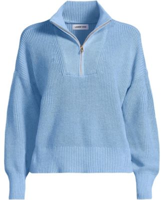 Lands' End Women's Drifter Shaker Wedge Quarter Zip Sweater - Macy's