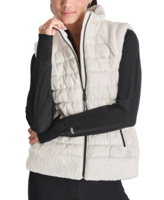DKNY Women's Horizontal Channel Quilted Mock Neck Puffer Vest with