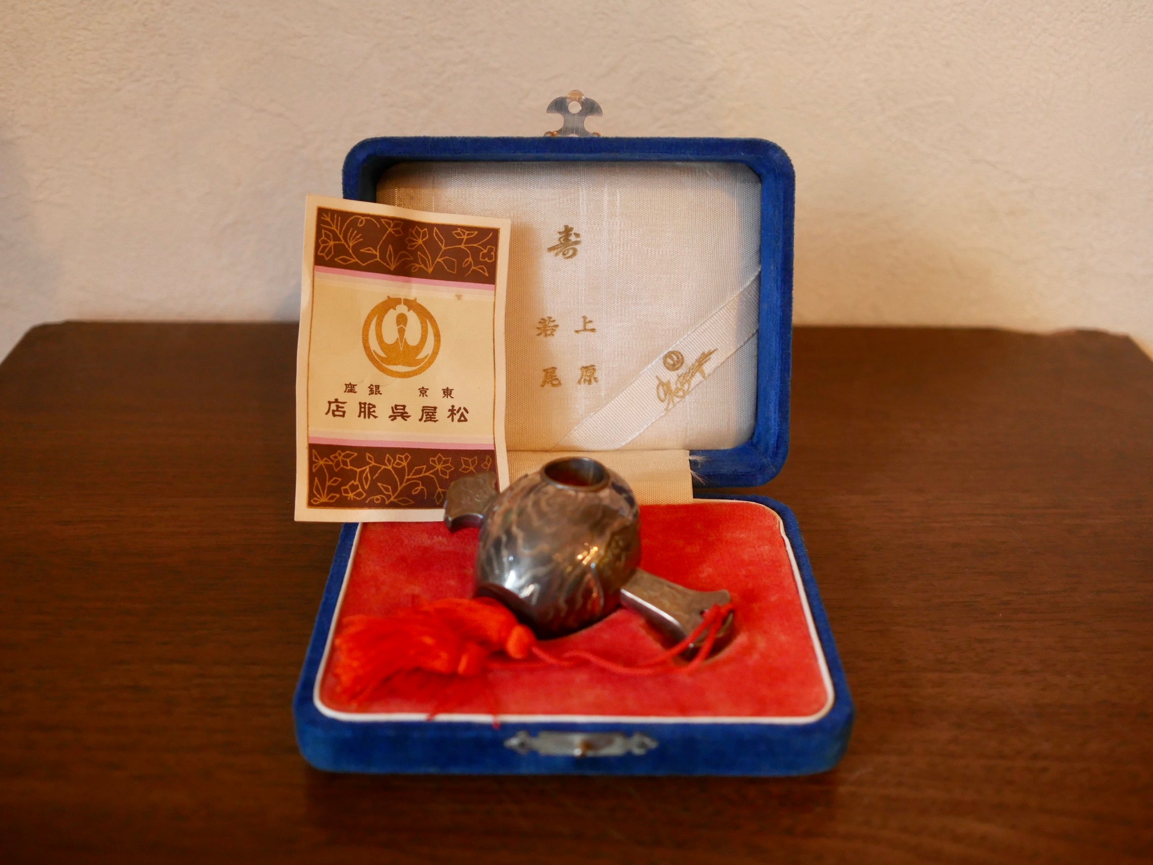 純銀製 【小槌型ボンボニエール/爪楊枝入れ】 戦前 東京銀座 松屋呉服