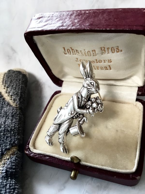 うさぎの紳士 銀のブローチ ☆スターリングシルバー ヴィクトリアン