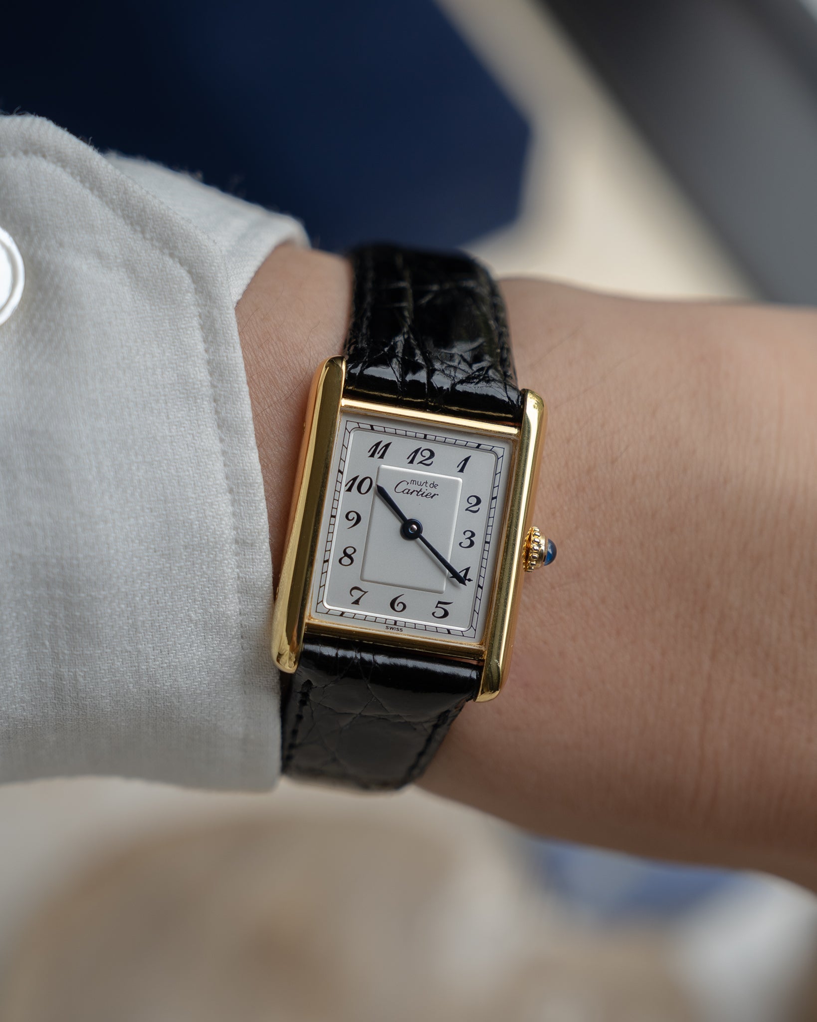マスト ドゥ カルティエ タンク LM - ブレゲ数字 ホワイト ダイヤル