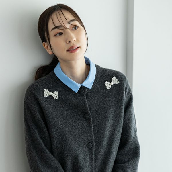 FINAL SALE】【返品不可】【SONO】ｵｰﾅﾒﾝﾄﾊﾟｰﾙｺｰｼﾞｰﾆｯﾄｶｰﾃﾞｨｶﾞﾝ