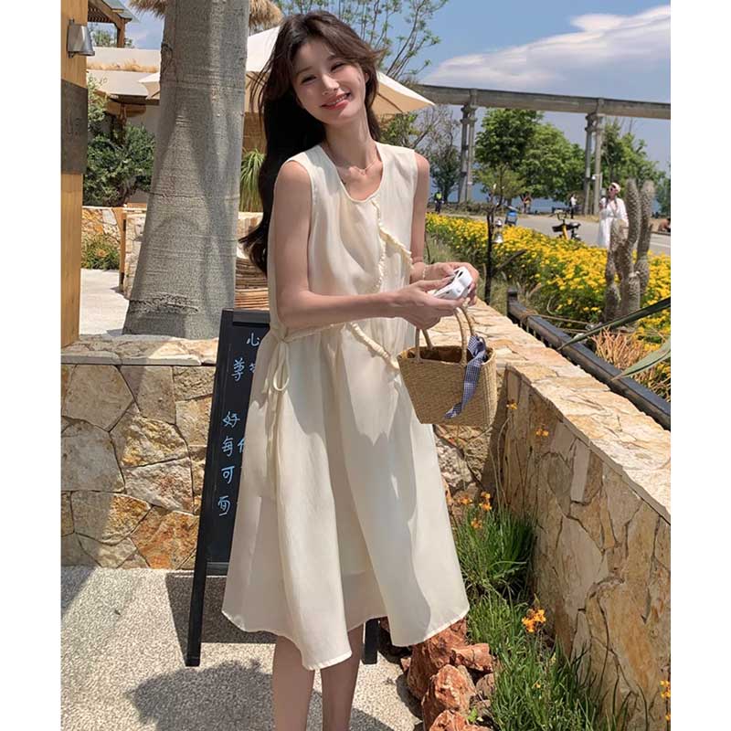 アイボリーノースリーブワンピース（白）春/夏 ふんわりフェアリー