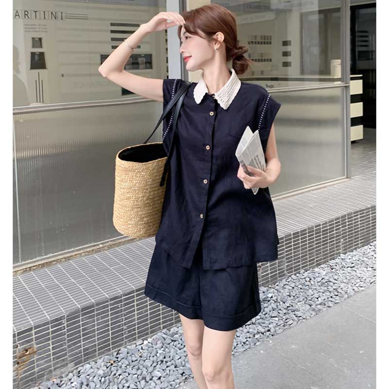 ネイビーサマーカジュアルセットアップ（紺）春/夏 大人のリラックス